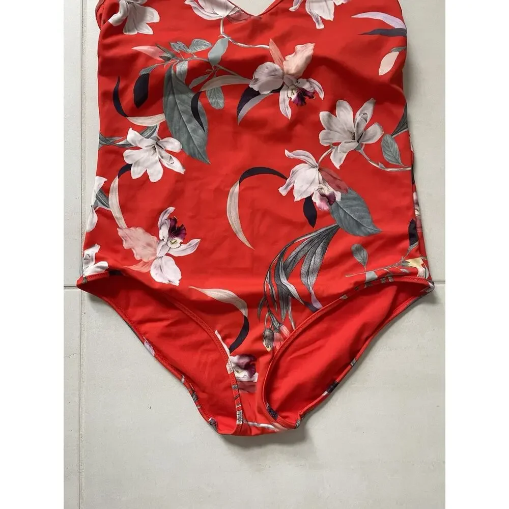 Athleta Swim Women One Piece Halter Swimsuit Waimea Floral Swimwear MT